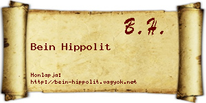 Bein Hippolit névjegykártya
